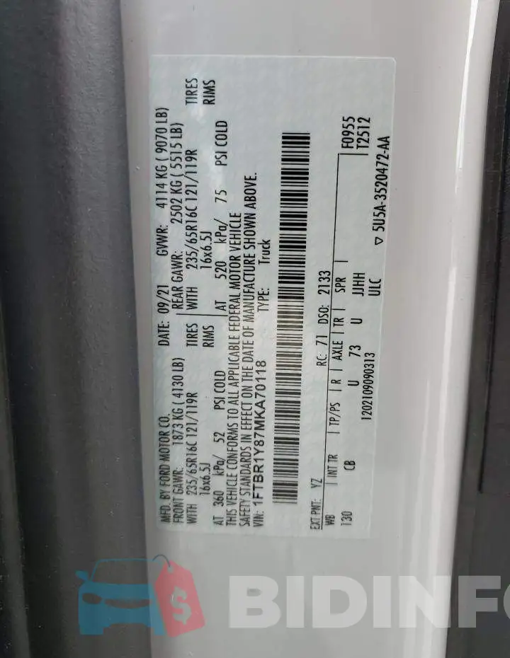 1FTBR1Y87MKA70118 Photo# 13