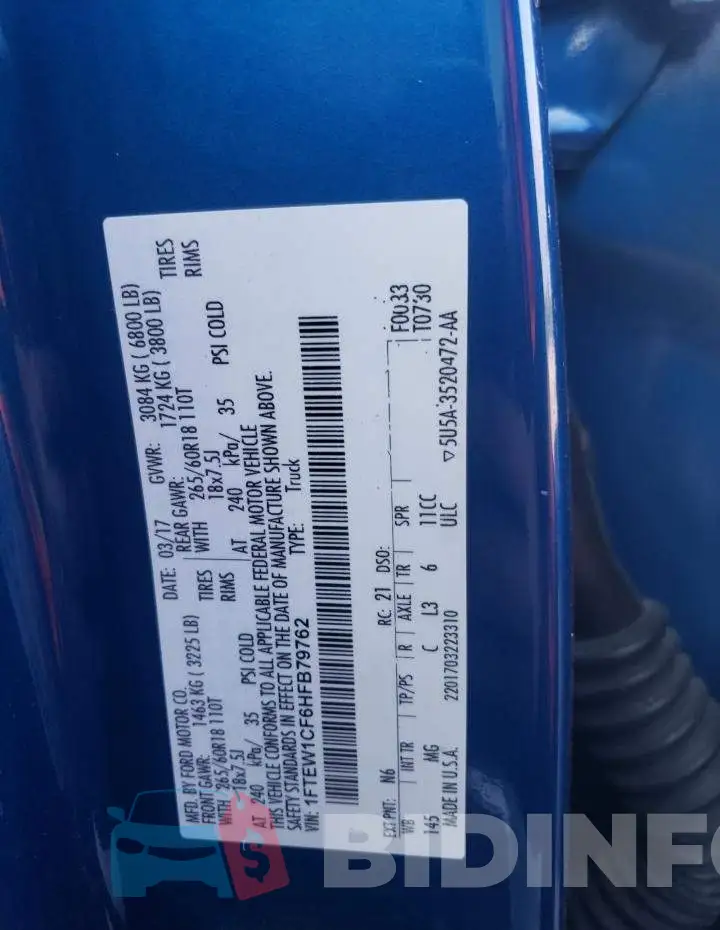 1FTEW1CF6HFB79762 Photo# 12