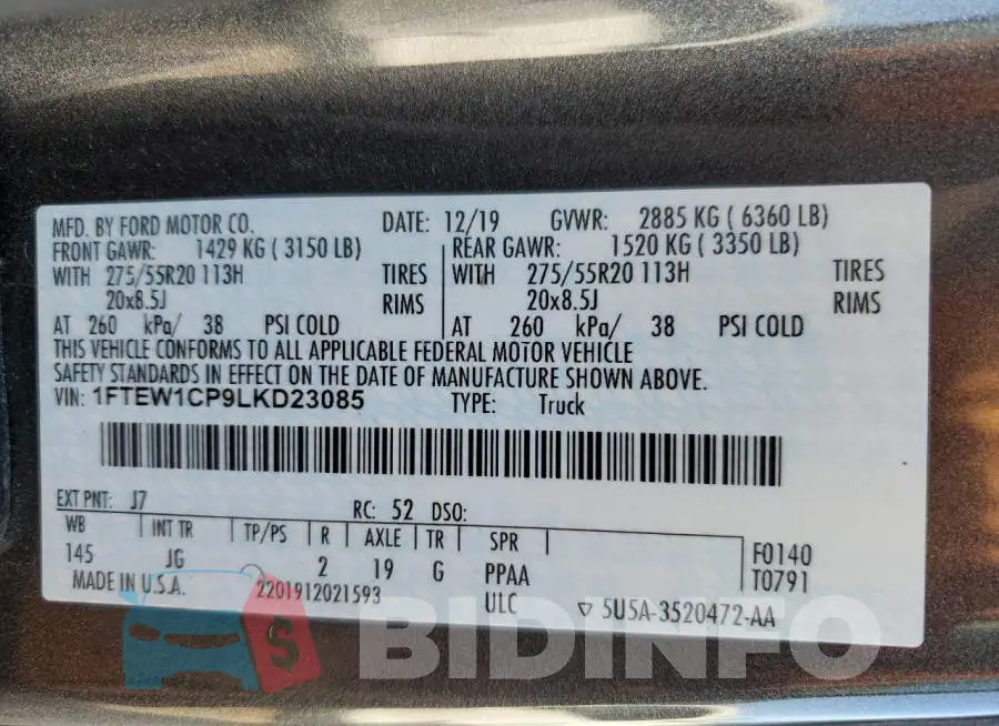 1FTEW1CP9LKD23085 Photo# 12