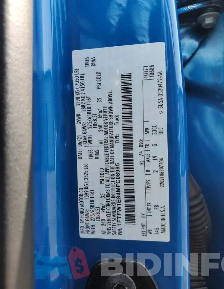 1FTFW1E84MFC08995 Photo# 12