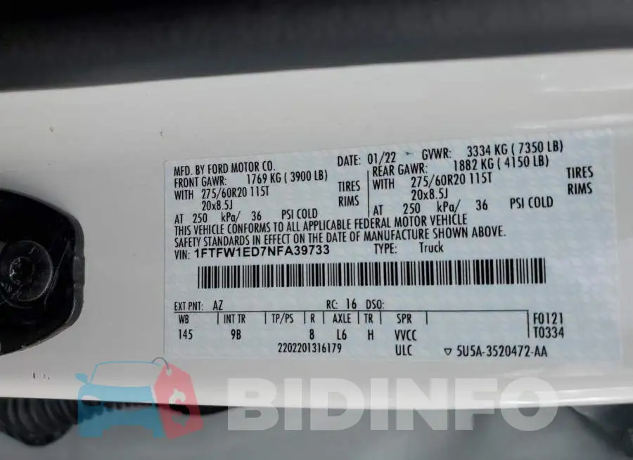 1FTFW1ED7NFA39733 Photo# 12