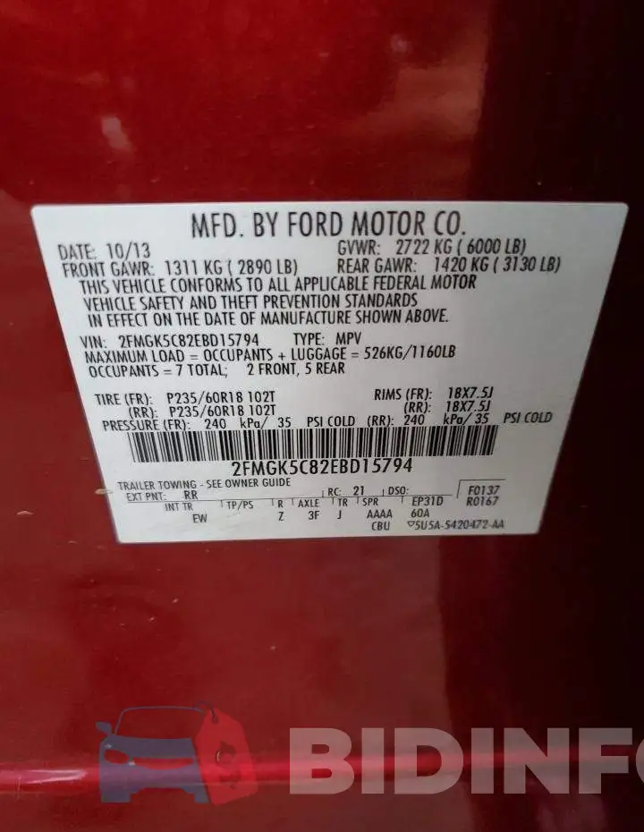2FMGK5C82EBD15794 Photo# 13