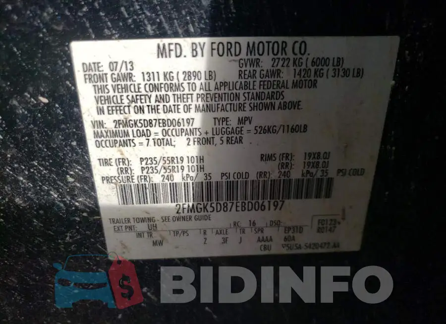 2FMGK5D87EBD06197 Photo# 13