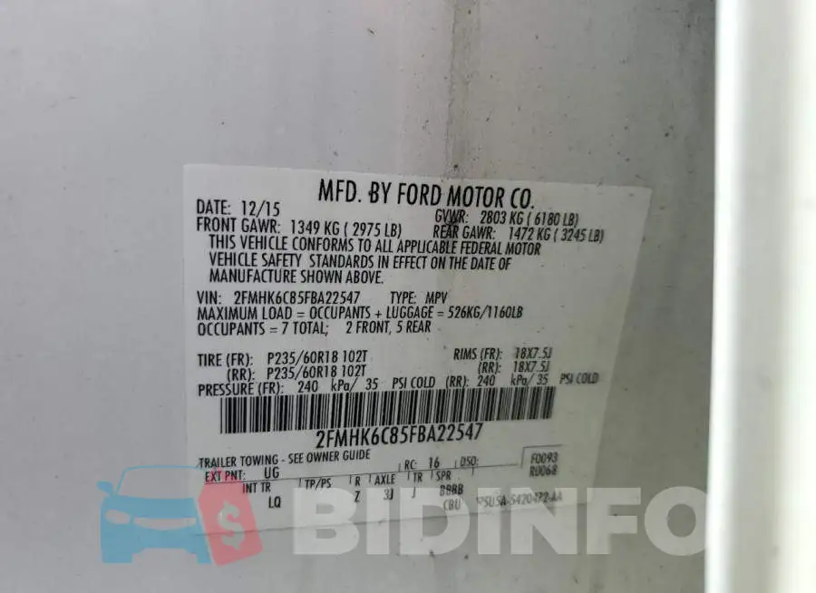 2FMHK6C85FBA22547 Photo# 12