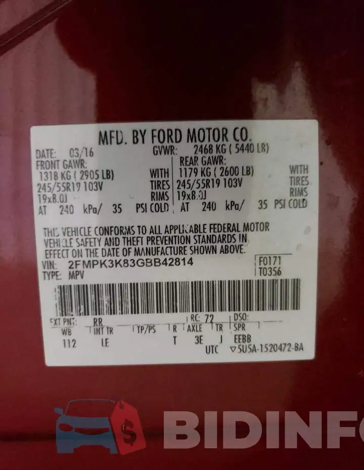 2FMPK3K83GBB42814 Photo# 12