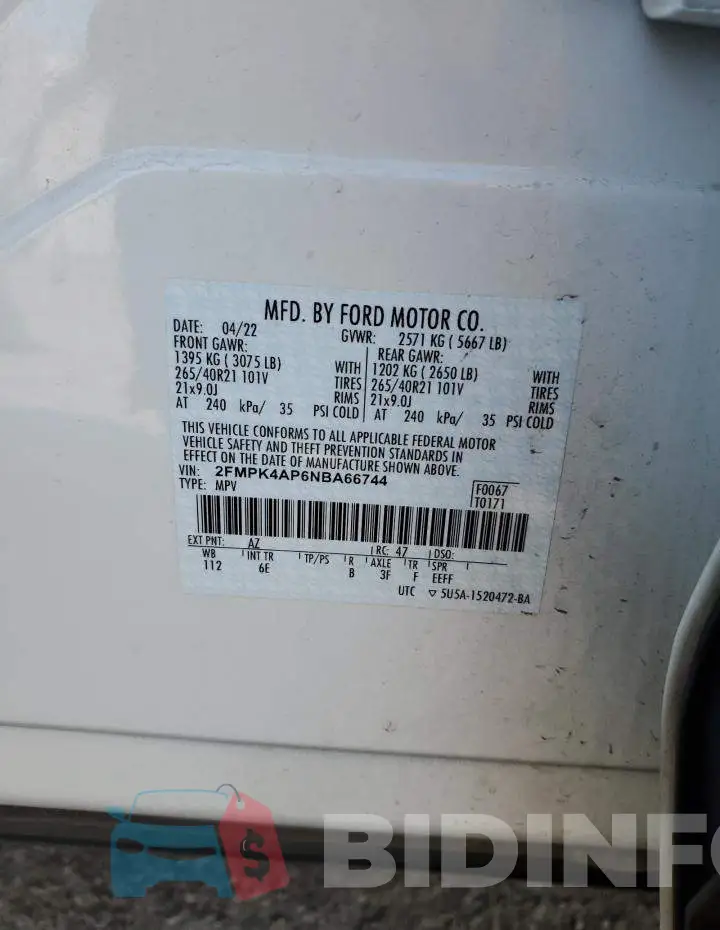 2FMPK4AP6NBA66744 Photo# 13