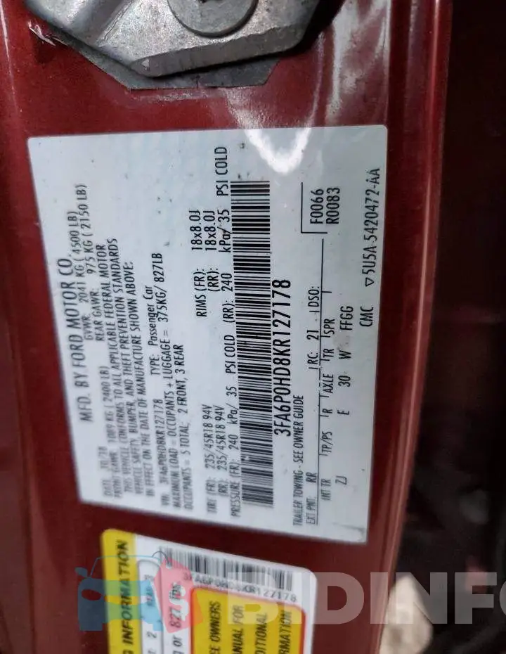 3FA6P0HD8KR127178 Photo# 12