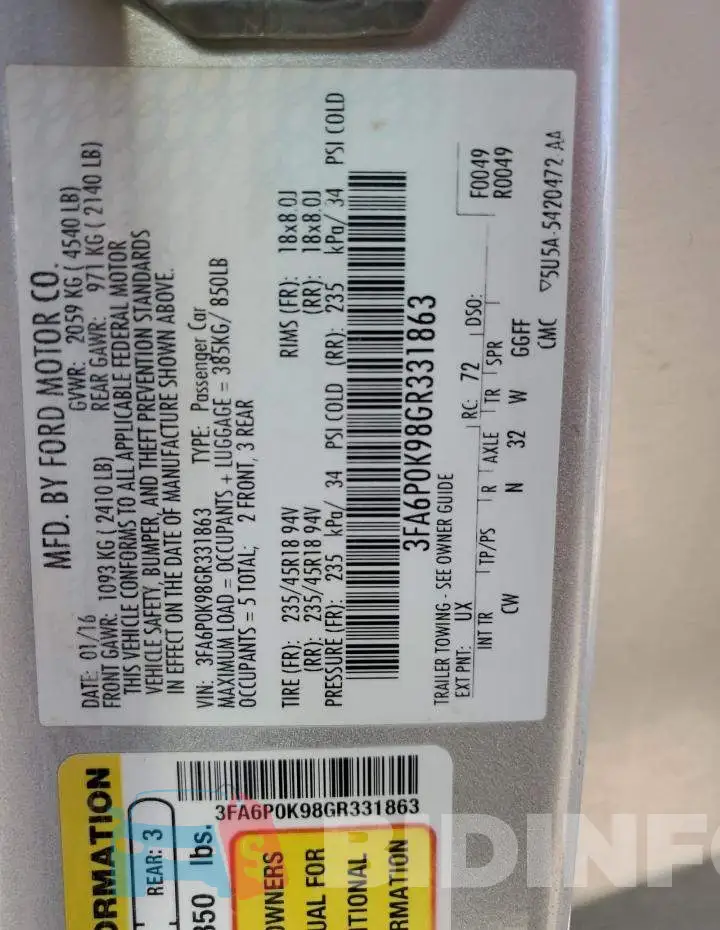 3FA6P0K98GR331863 Photo# 12