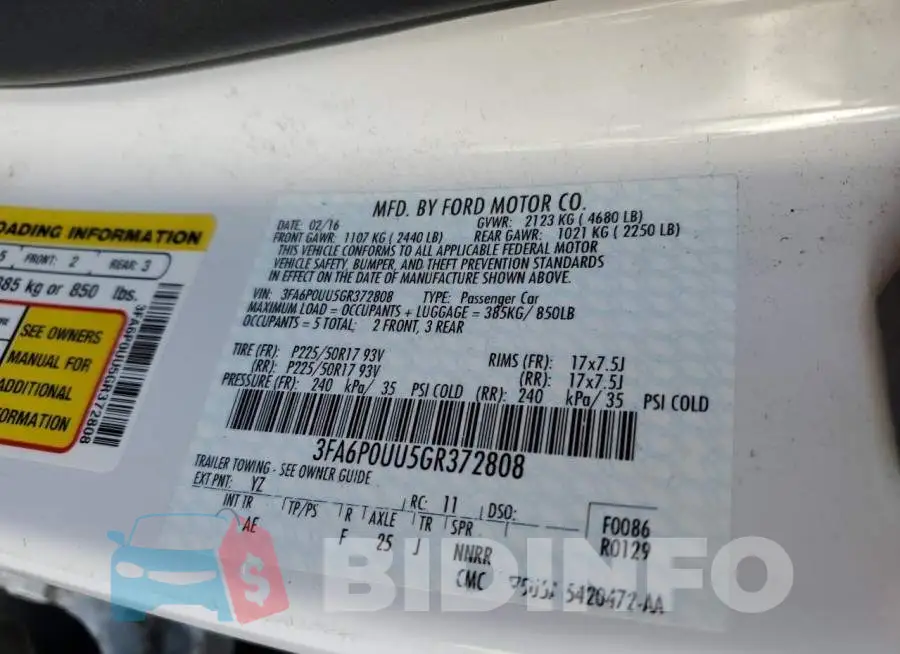 3FA6P0UU5GR372808 Photo# 12