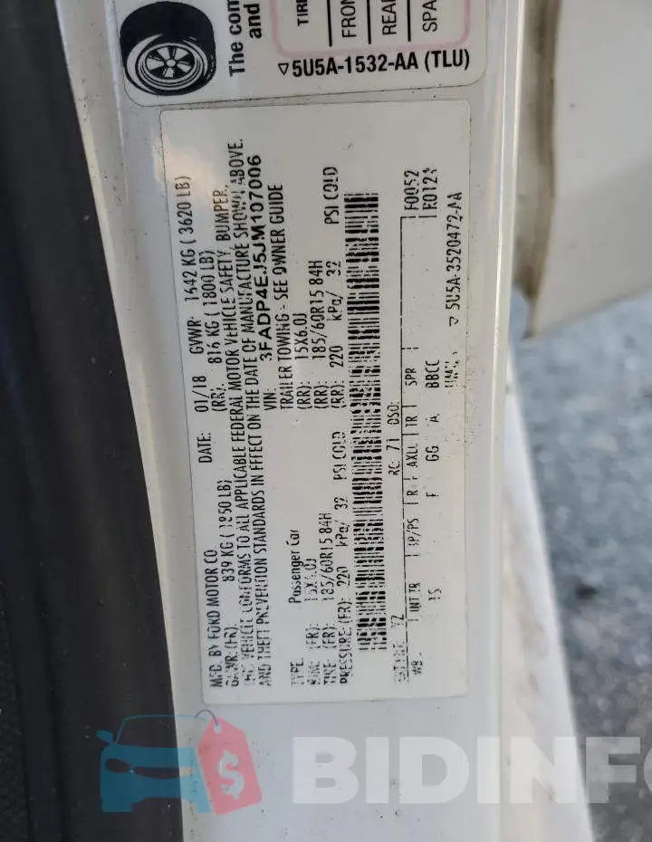 3FADP4EJ5JM107006 Photo# 12