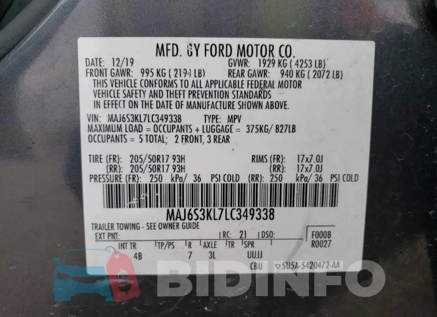 MAJ6S3KL7LC349338 Photo# 13