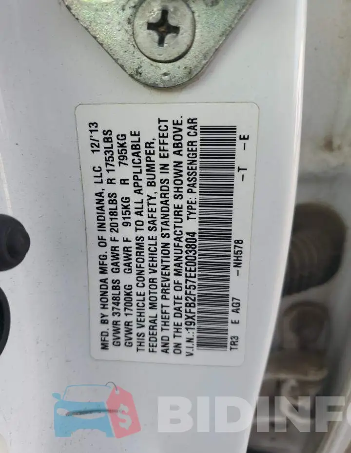 19XFB2F57EE003804 Photo# 12