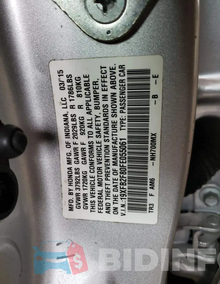 19XFB2F80FE055061 Photo# 12