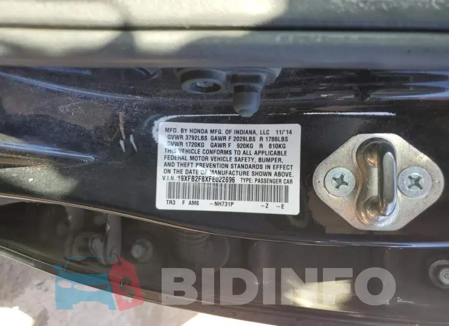 19XFB2F8XFE022696 Photo# 13