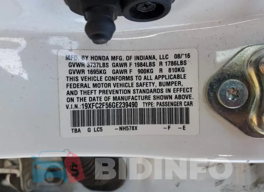 19XFC2F56GE239490 Photo# 12