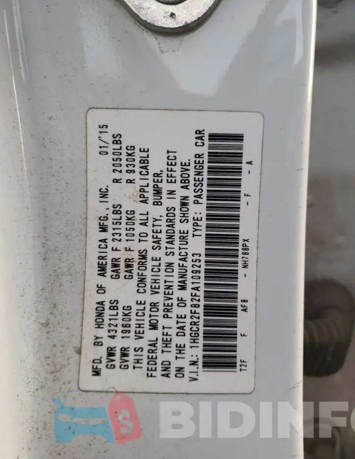 1HGCR2F82FA109253 Photo# 13