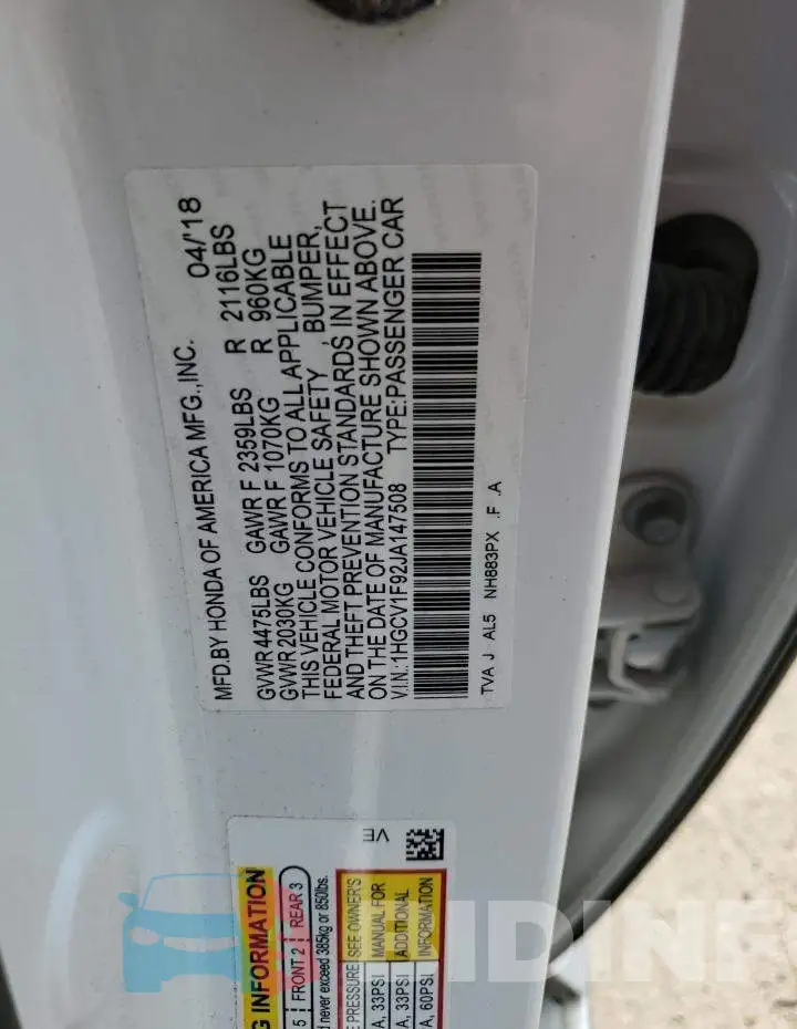 1HGCV1F92JA147508 Photo# 13