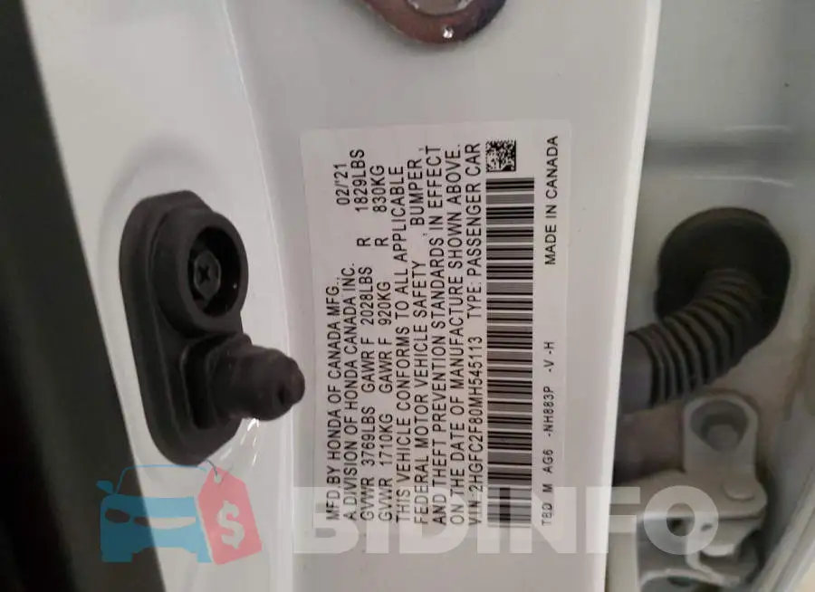 2HGFC2F80MH545113 Photo# 12