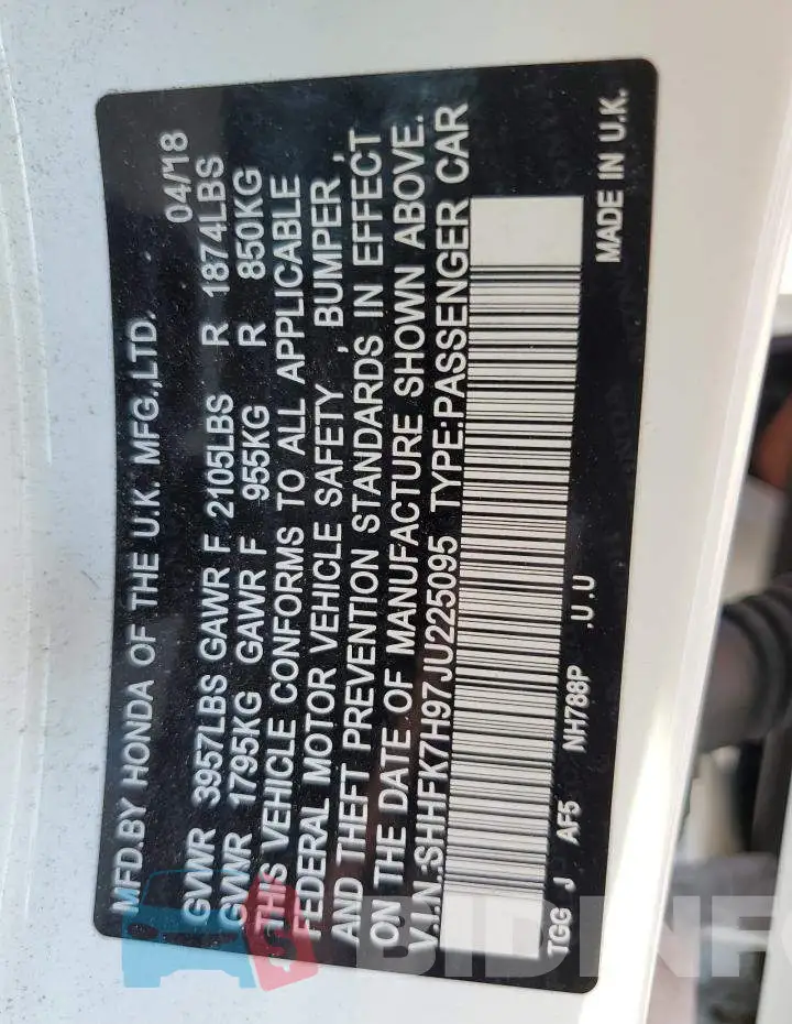 SHHFK7H97JU225095 Photo# 12