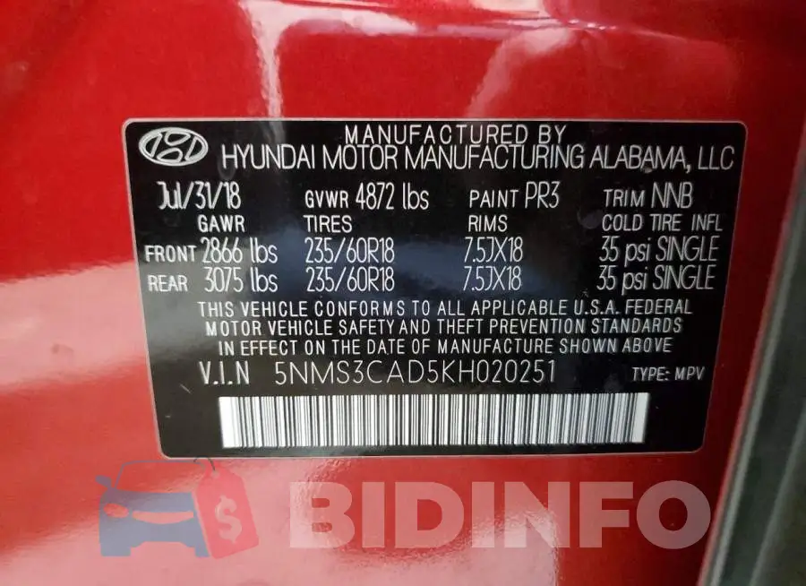 5NMS3CAD5KH020251 Photo# 13