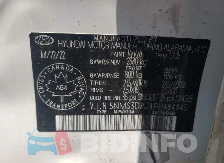 5NMS3DAJ4PH484845 Photo# 14