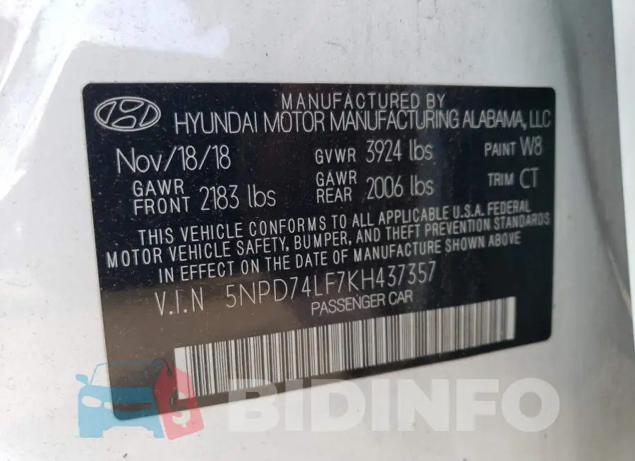 5NPD74LF7KH437357 Photo# 12