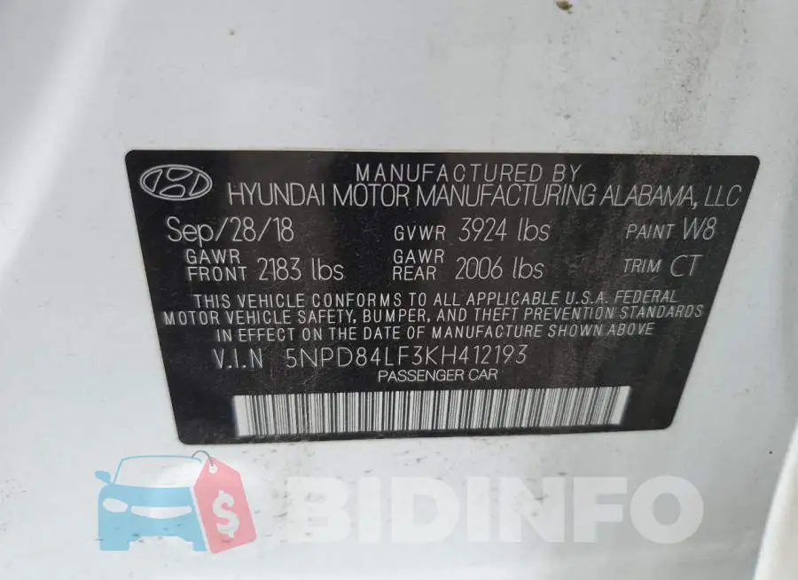 5NPD84LF3KH412193 Photo# 13
