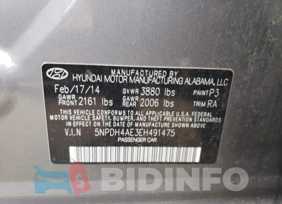 5NPDH4AE3EH491475 Photo# 13