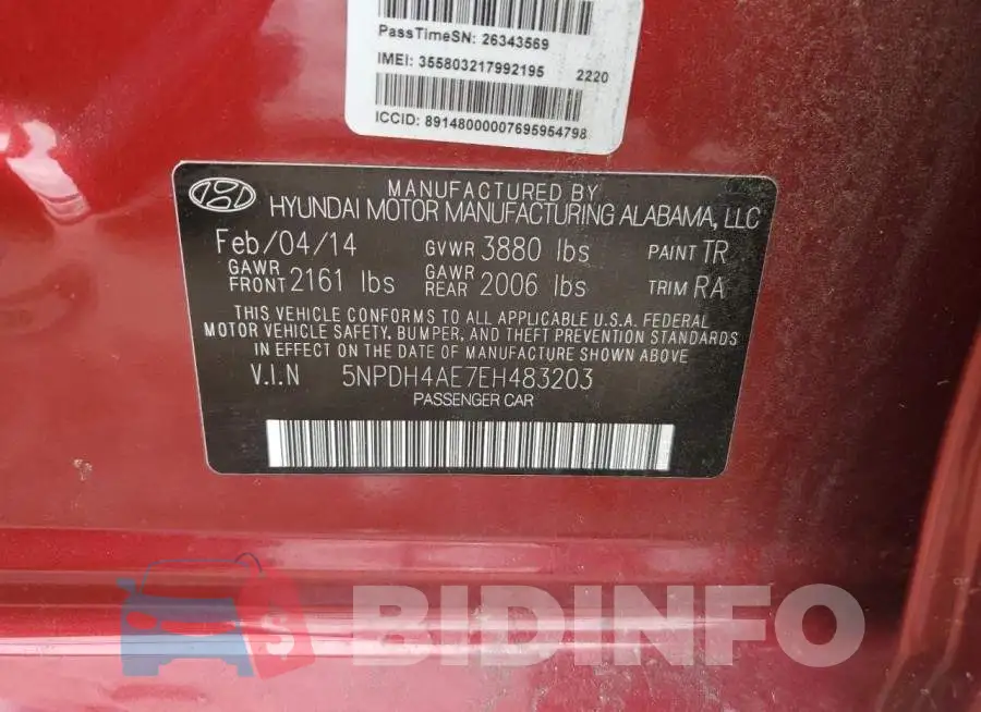 5NPDH4AE7EH483203 Photo# 12