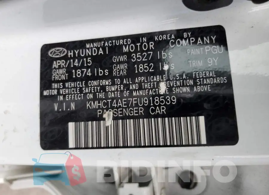 KMHCT4AE7FU918539 Photo# 12