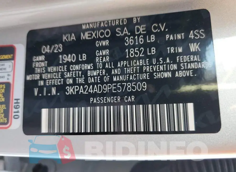 3KPA24AD9PE578509 Photo# 12