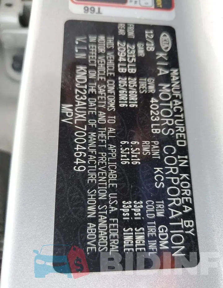 KNDJ23AUXL7004649 Photo# 14