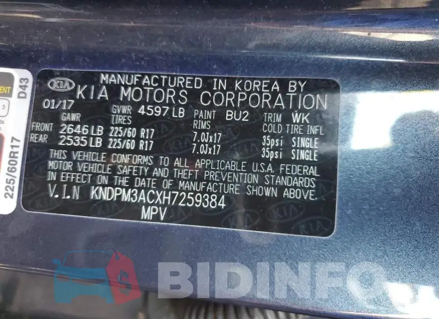 KNDPM3ACXH7259384 Photo# 13