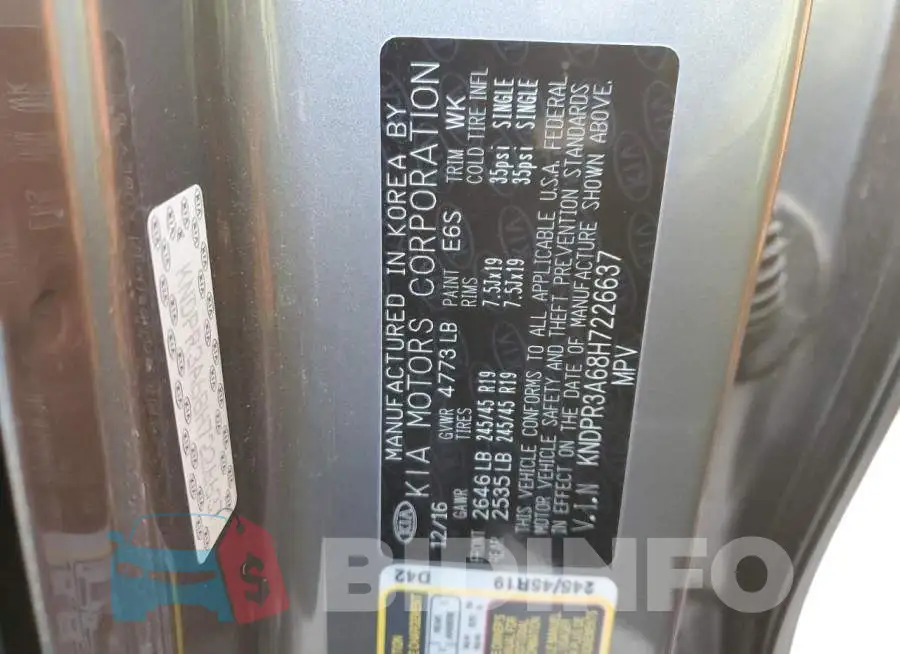 KNDPR3A68H7226637 Photo# 13