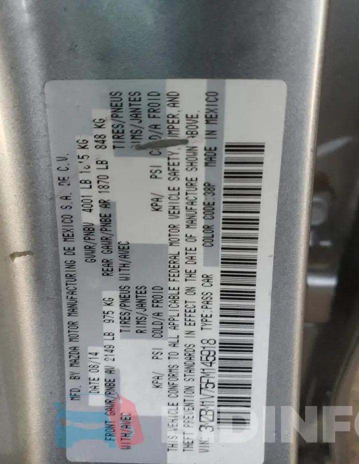3MZBM1V75FM145918 Photo# 12