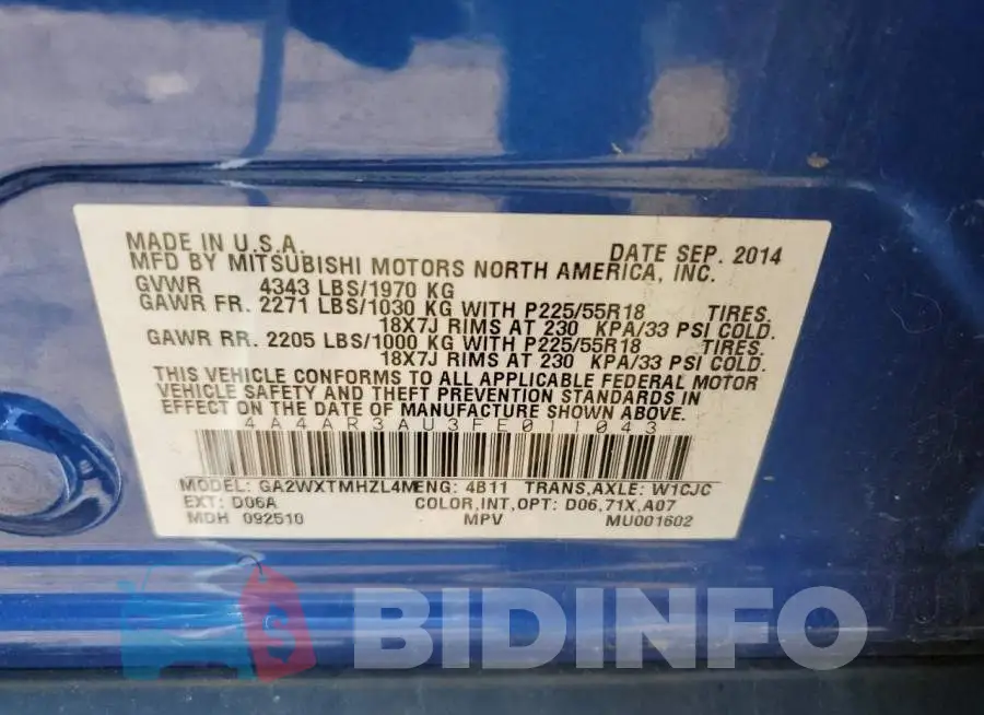 4A4AR3AU3FE011043 Photo# 12