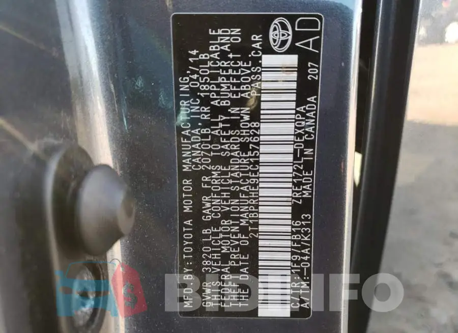 2T1BPRHE9EC157628 Photo# 12