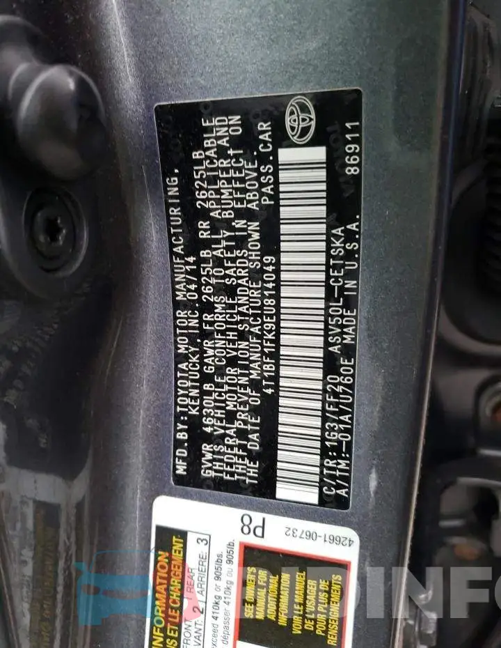 4T1BF1FK9EU814049 Photo# 13