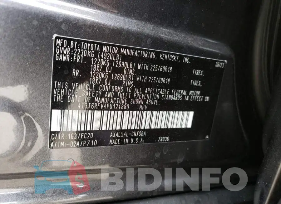 4T3T6RFV4PU124880 Photo# 14