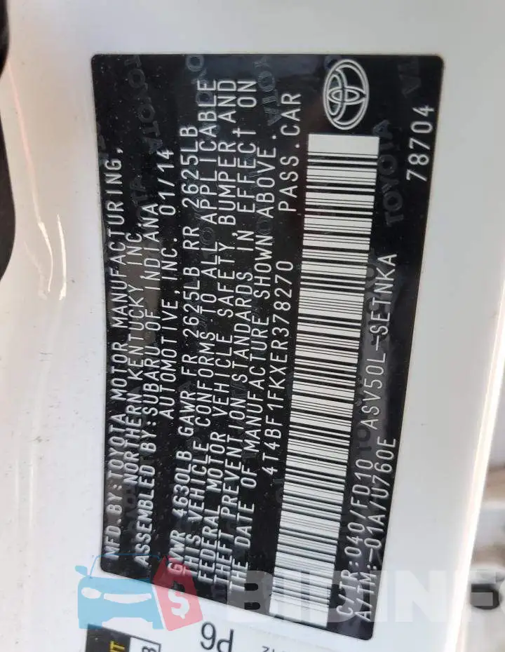 4T4BF1FKXER378270 Photo# 13