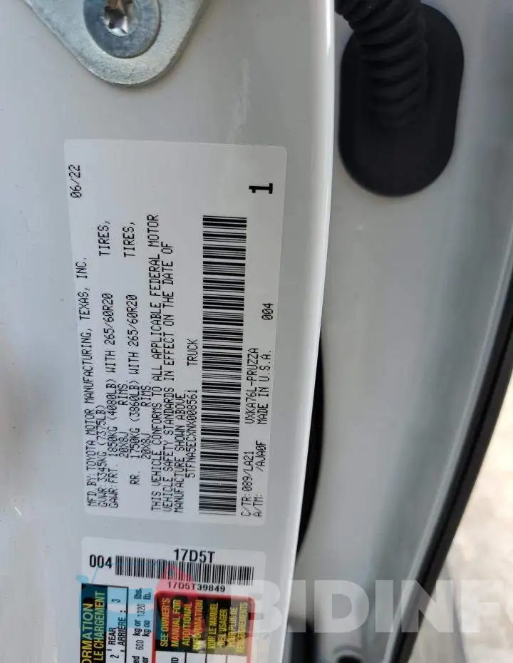 5TFNA5ECXNX008561 Photo# 12