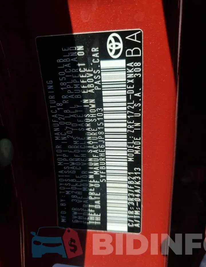 5YFBURHE6JP815103 Photo# 12
