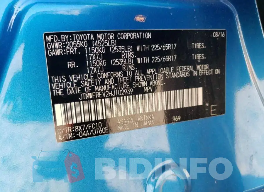 JTMWFREV2HJ102939 Photo# 12