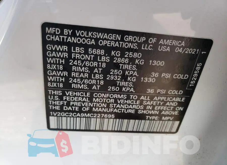 1V2GC2CA9MC227695 Photo# 14
