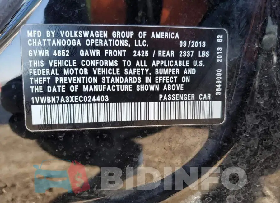 1VWBN7A3XEC024403 Photo# 12