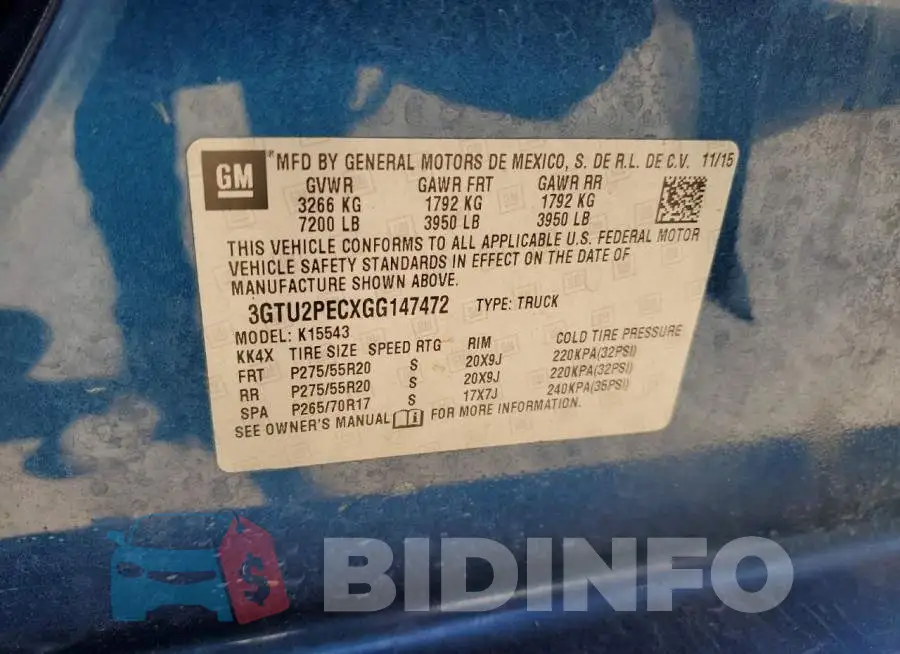 3GTU2PECXGG147472 Photo# 12