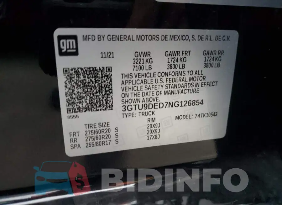 3GTU9DED7NG126854 Photo# 12