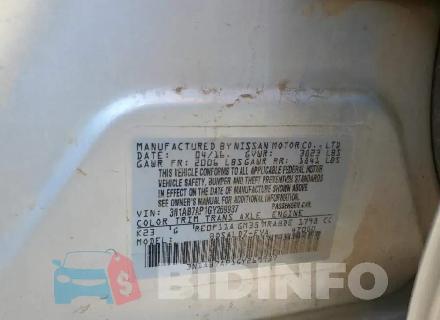 3N1AB7AP1GY269937 Photo# 12