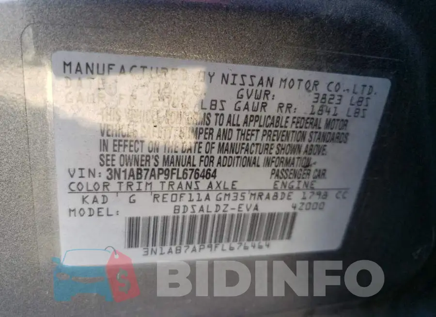 3N1AB7AP9FL676464 Photo# 12