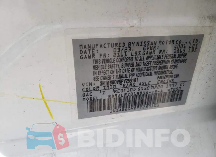 3N1AB8DV8PY259101 Photo# 12